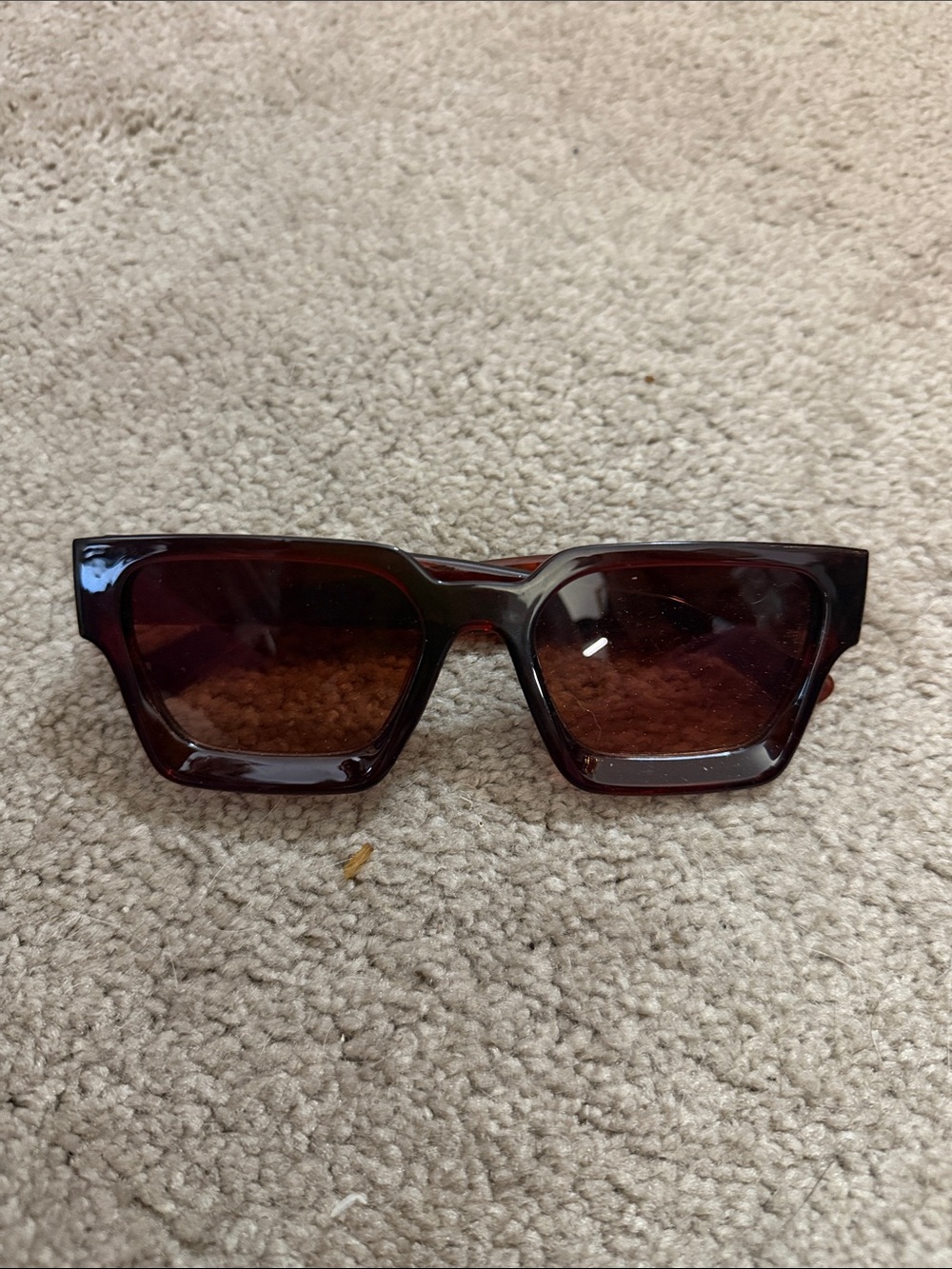 Women's Rectangular Sunglasses - Dark Brown Frame, Brown Lenses